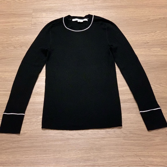 Veronica Beard Kinnie Ribbed Merino Wool Crew Neck Pullover Sweater Black Size S - Picture 5 of 14